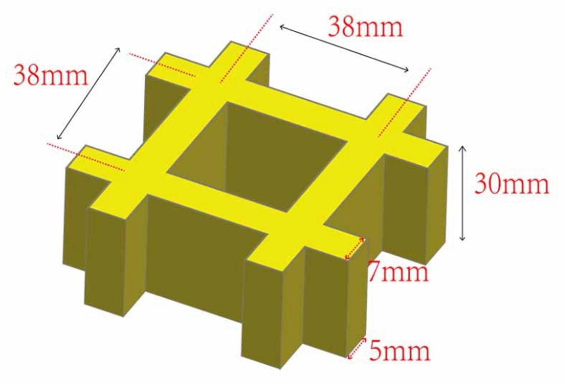 38*38*30mm FRP Διάφραξη για πεζοδρόμιο ή πλατφόρμα Προσαρμοσμένο χρώμα και μέγεθος